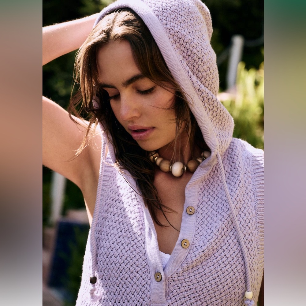 Free People Ainsley Sweater Mini in Lavender Syrup size Large NWT
